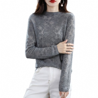 Cardigan 2023 Forår Damebund Skjorte Mode Blonder Hul Slim Fit Strikket Sweater Kvinder