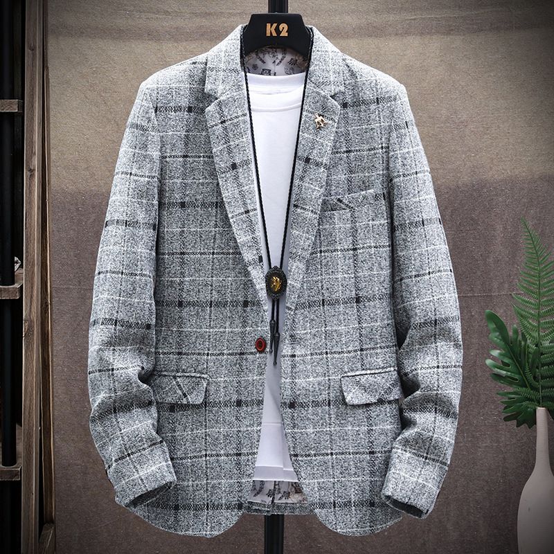 Casual Plaid Blazers Nye Komfortable Business Slank Formel Kjole Enkelt Række To Knapper