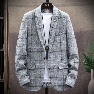 Casual Plaid Blazers Nye Komfortable Business Slank Formel Kjole Enkelt Række To Knapper