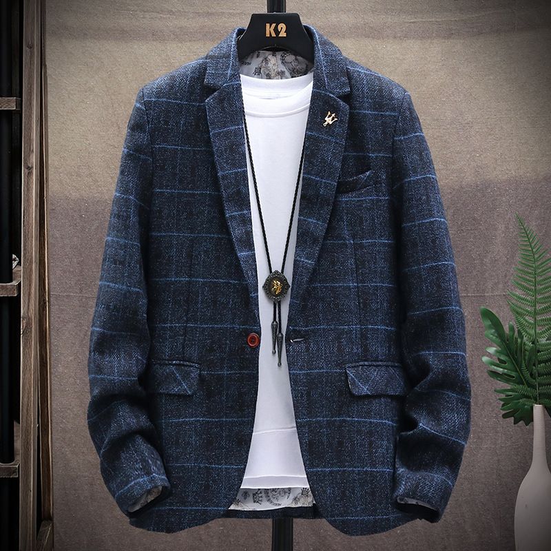 Casual Plaid Blazers Nye Komfortable Business Slank Formel Kjole Enkelt Række To Knapper