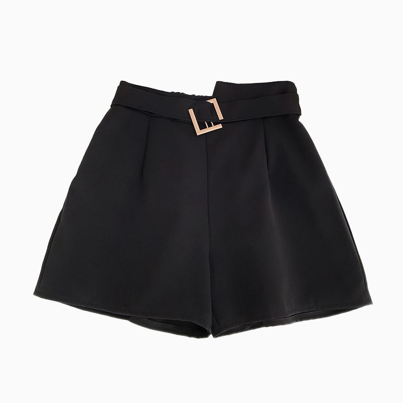 Chiffon-shorts Med Brede Ben Høj Talje Afslappet Lige