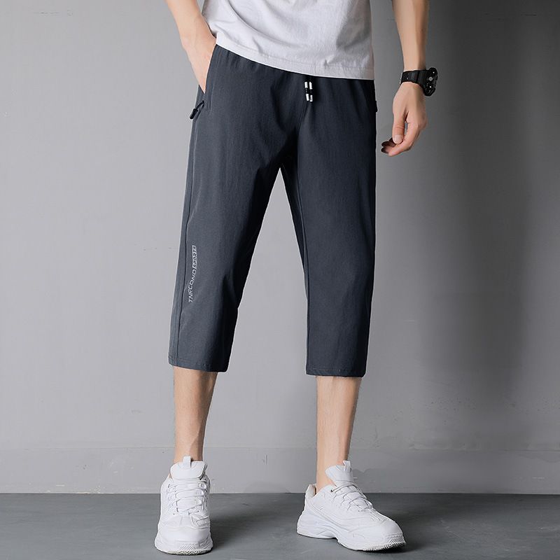 Cool Cropped Pants Mænd Sommer Løs Lige Sports Casual Bukser