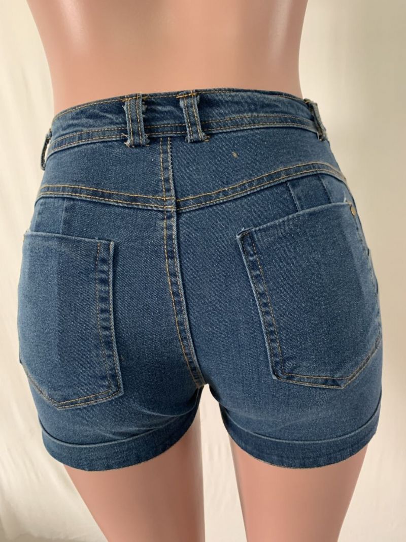 Dame Denim Shorts Bælte Micro Elastic