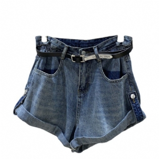 Dame Denim Shorts Høj Talje Sommerkjole Hem