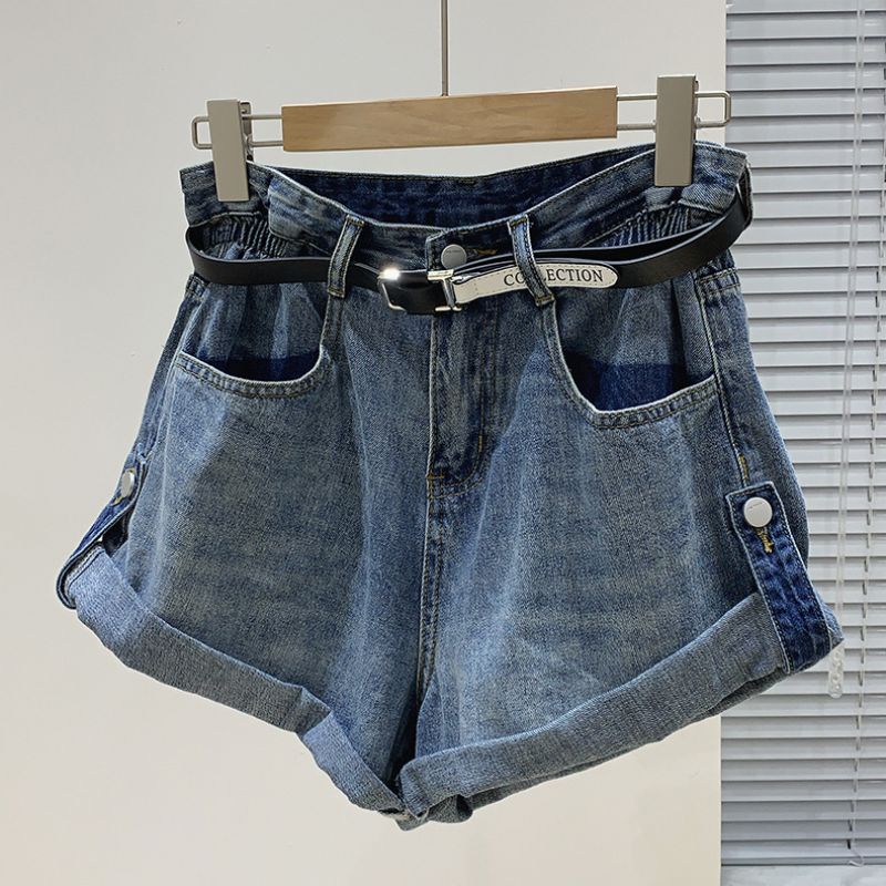 Dame Denim Shorts Høj Talje Sommerkjole Hem