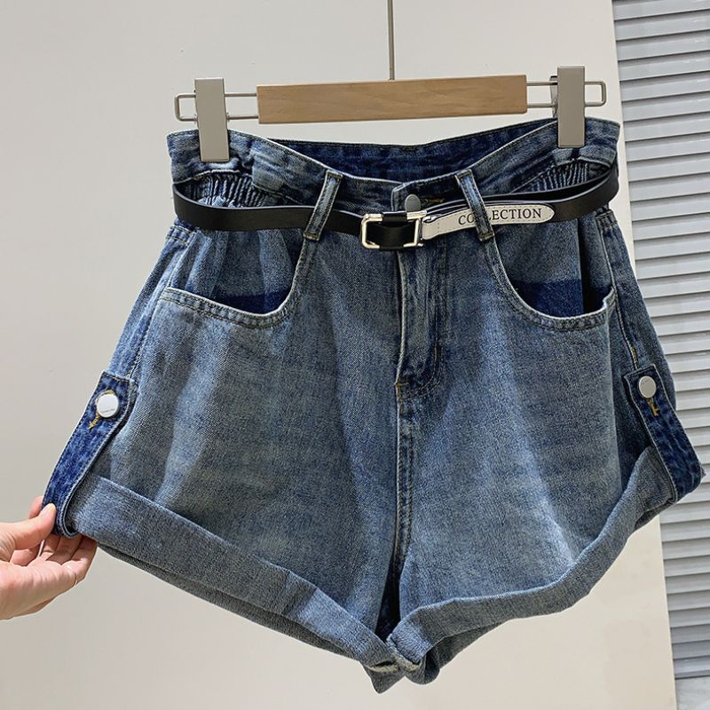 Dame Denim Shorts Høj Talje Sommerkjole Hem