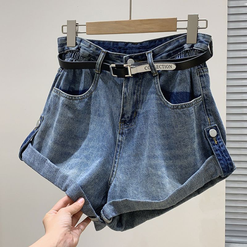 Dame Denim Shorts Høj Talje Sommerkjole Hem