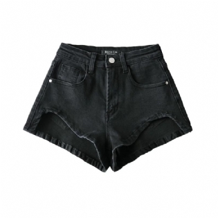 Dame Denim Shorts Højtaljet Slim Fit Trendy