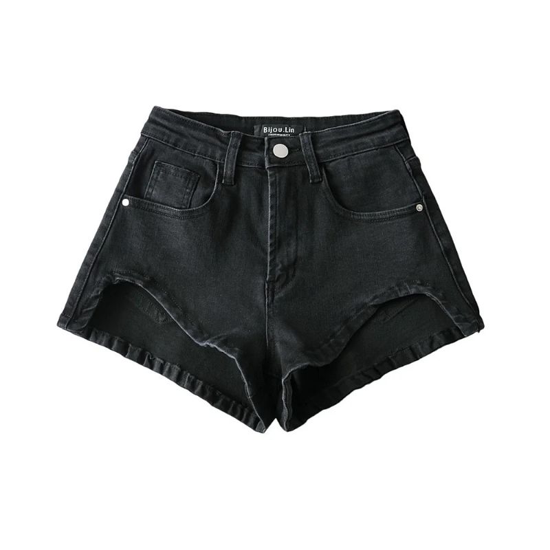 Dame Denim Shorts Højtaljet Slim Fit Trendy