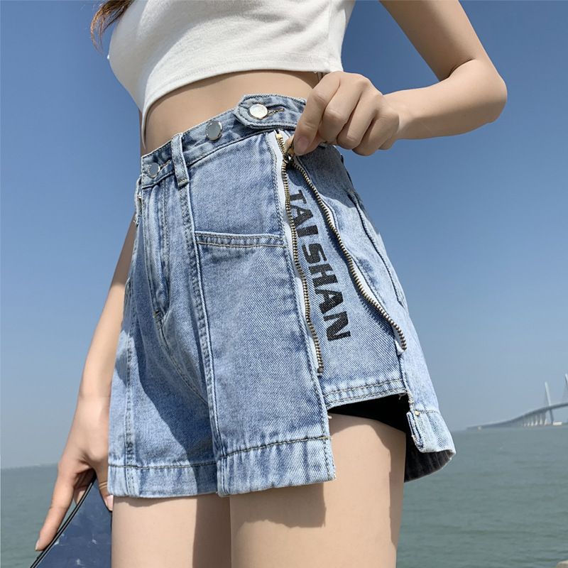 Dame Denim Shorts Løse Brede Ben Højtaljet Mode Trend