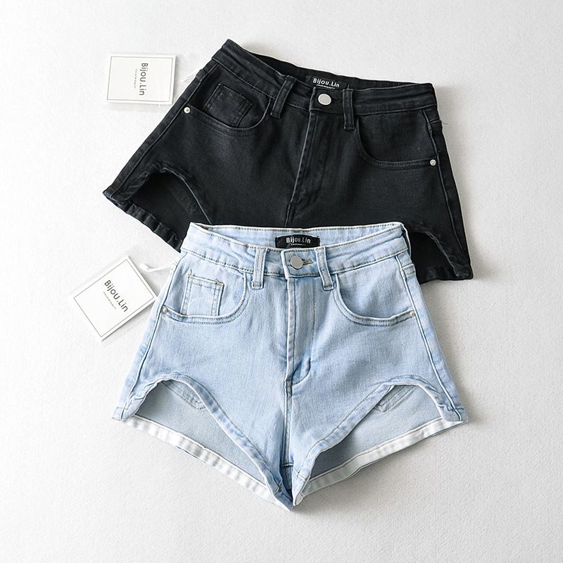 Dame Denim Shorts Med Lange Ben Trendy