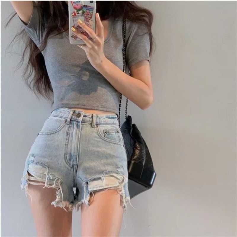 Dame Denim Shorts Tynde Sektion Høj Talje Trendy