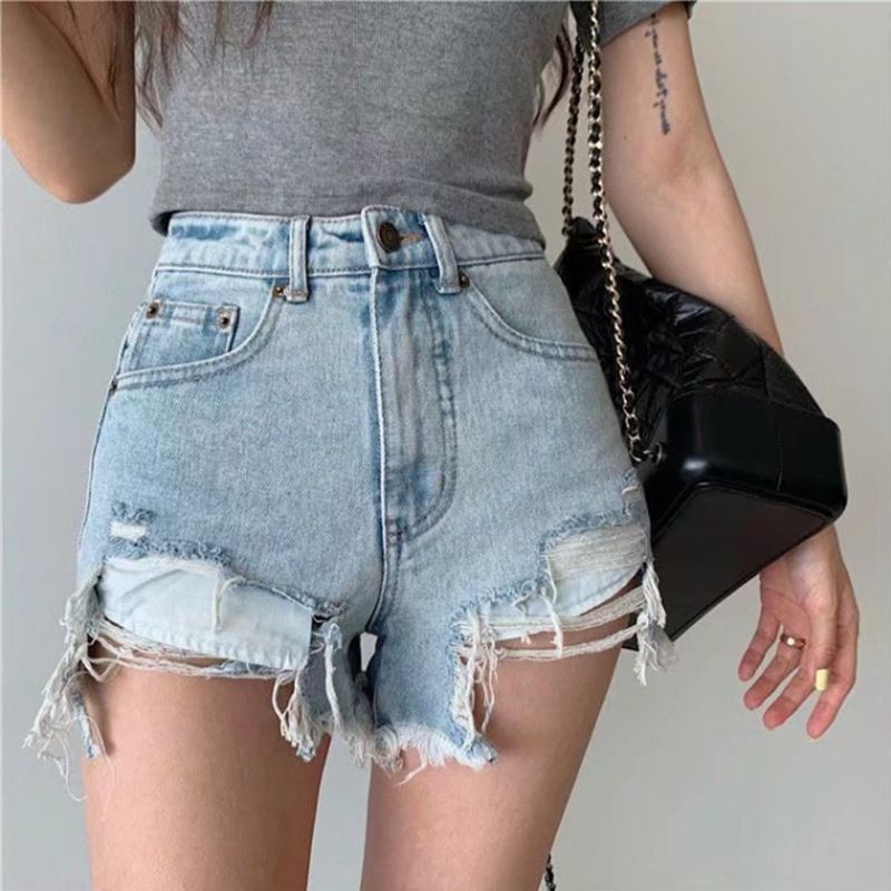 Dame Denim Shorts Tynde Sektion Høj Talje Trendy