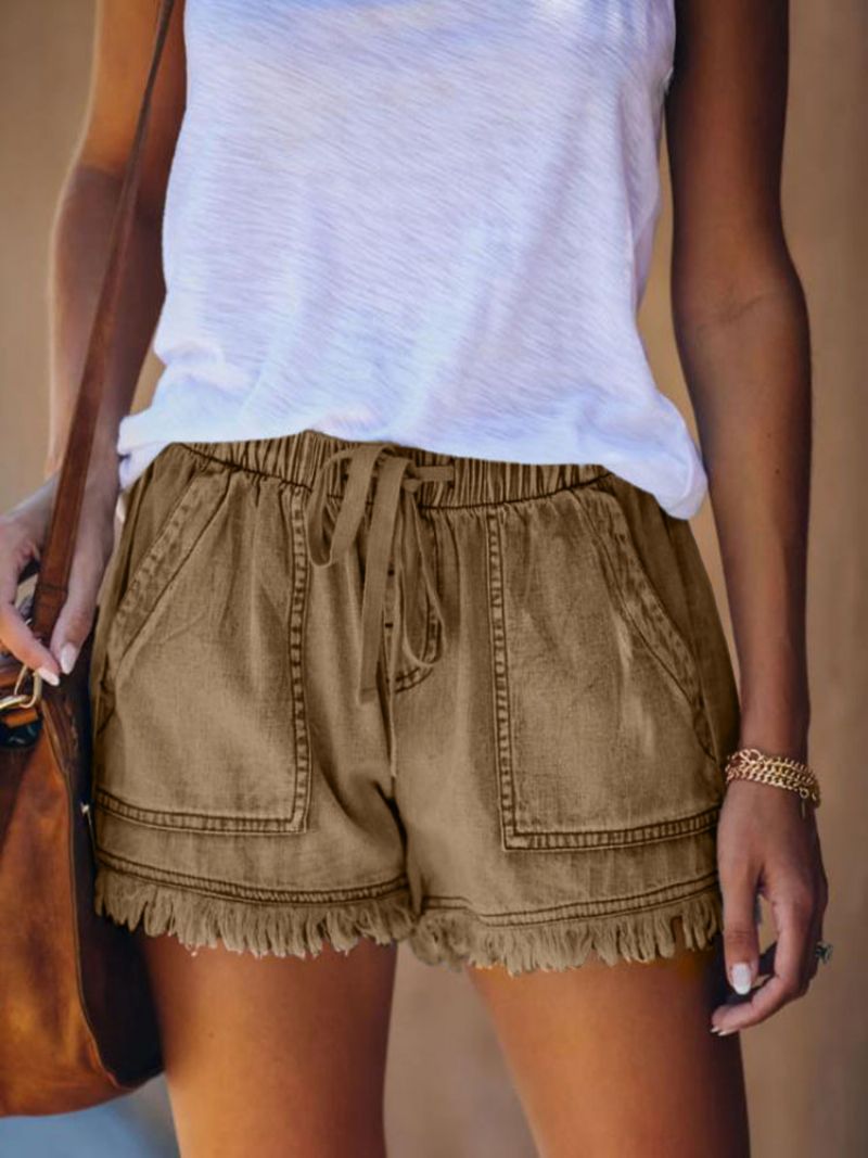 Dame Denimshorts Elastisk Talje Casual Høj