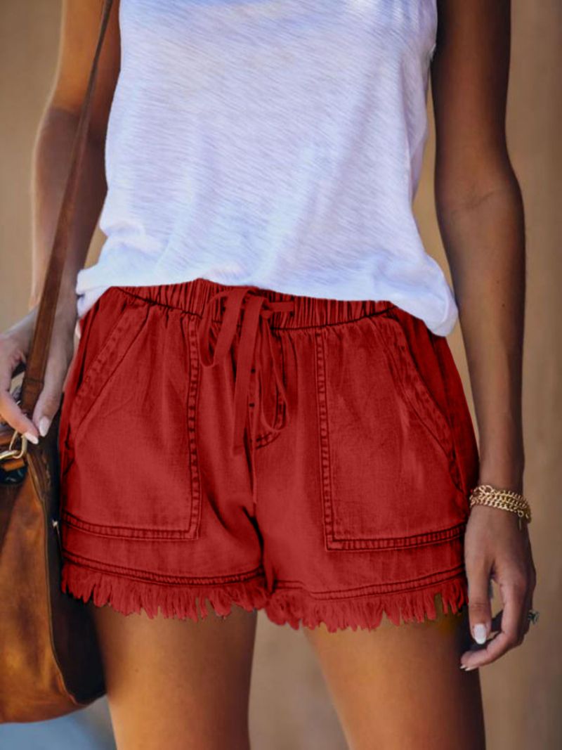 Dame Denimshorts Elastisk Talje Casual Høj