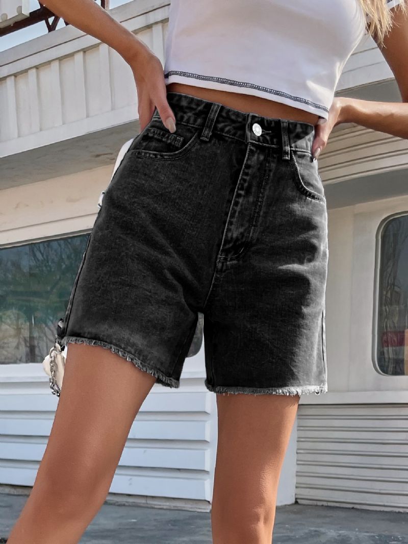 Dame Denimshorts Trendy Løs Casual Højtalje Løs