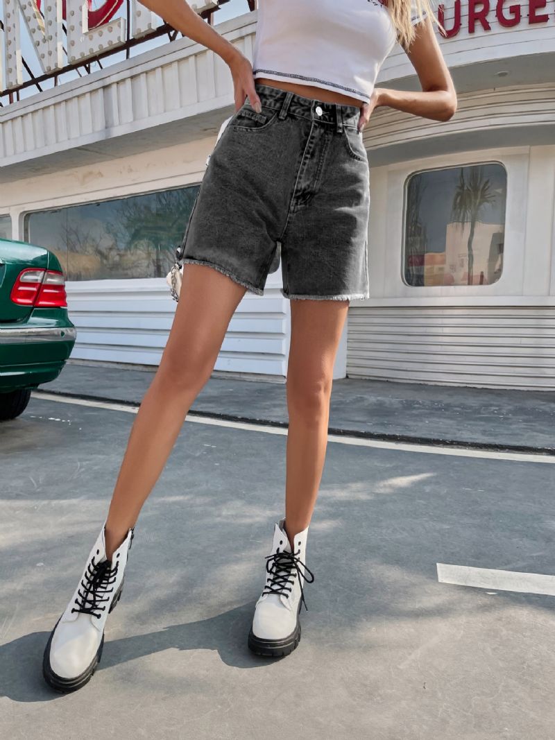 Dame Denimshorts Trendy Løs Casual Højtalje Løs