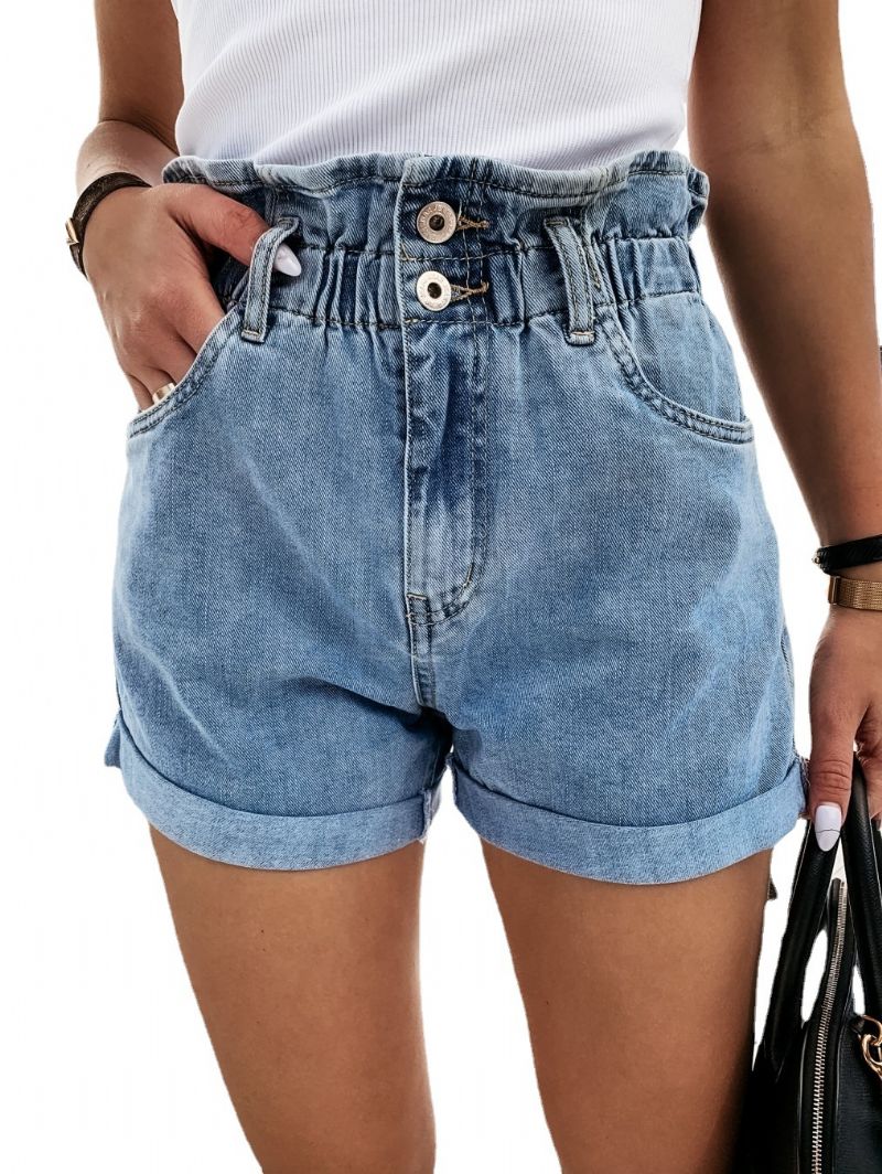 Dame Jeans Casual Lige Højtaljede Shorts