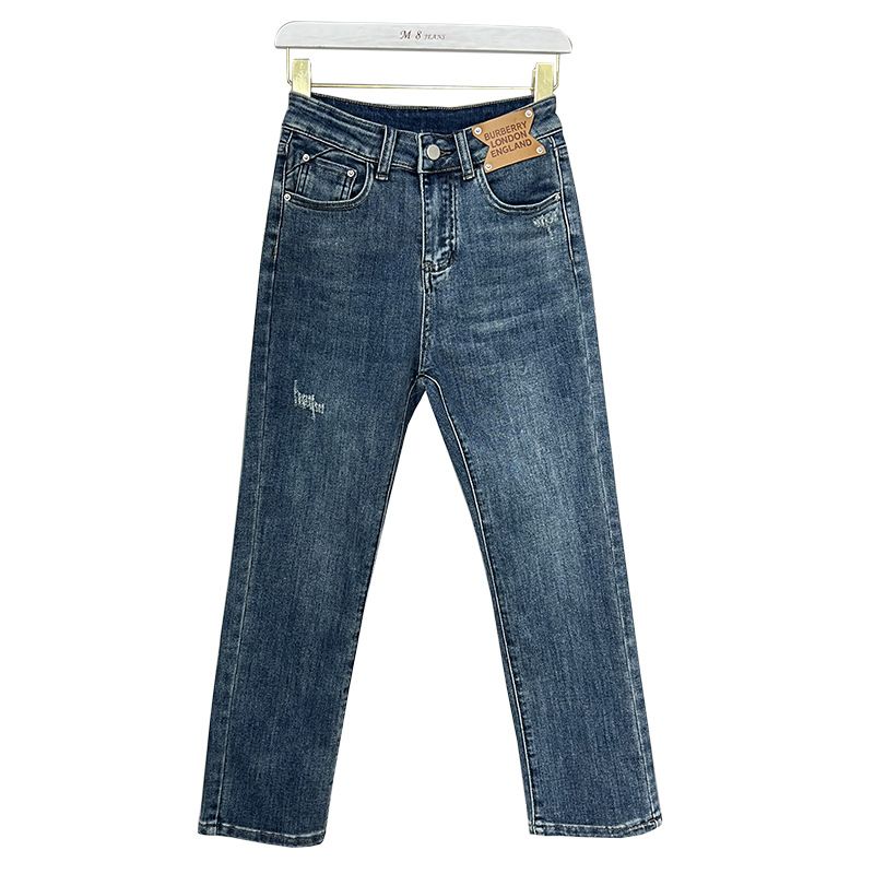 Dame Jeans Højtaljet Trendy Elastik Lige