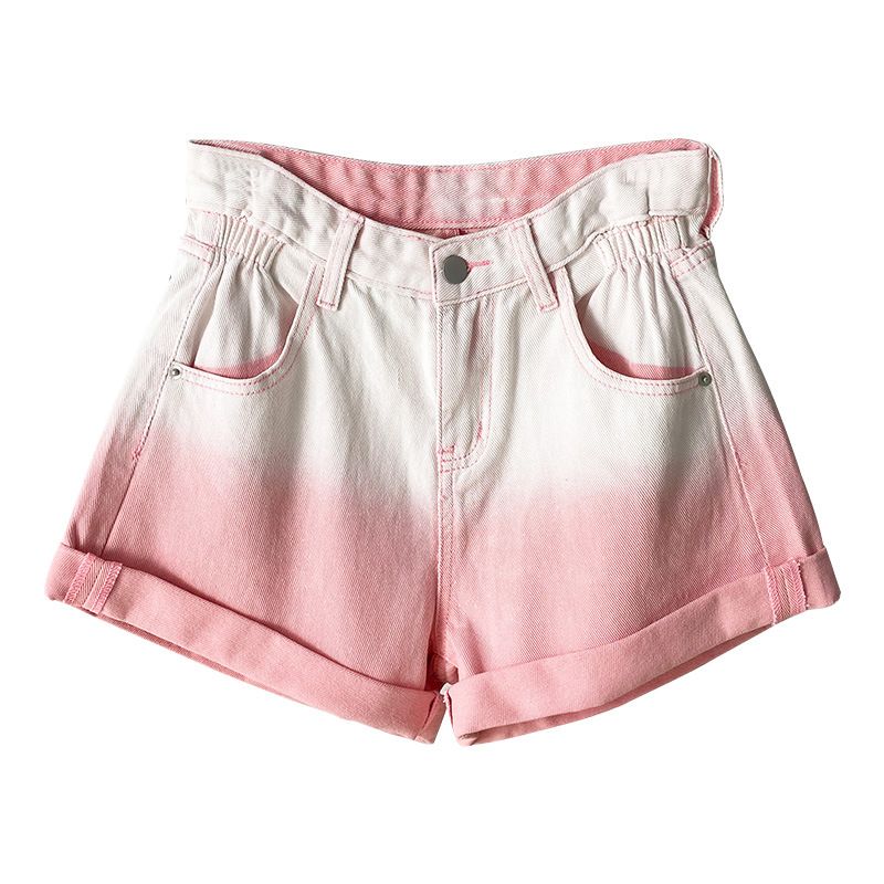 Dame Jeans Shorts Højtaljet Ombre