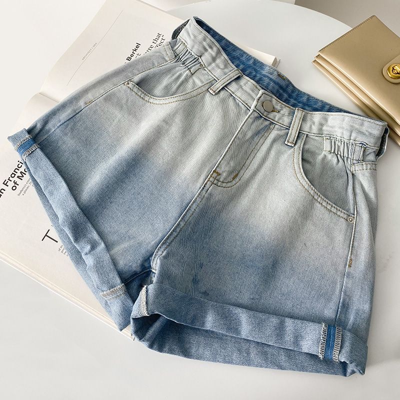 Dame Jeans Shorts Højtaljet Ombre