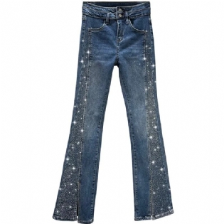 Dame Jeans Trendy Høj Talje Slim Fit Hot Diamond Slids