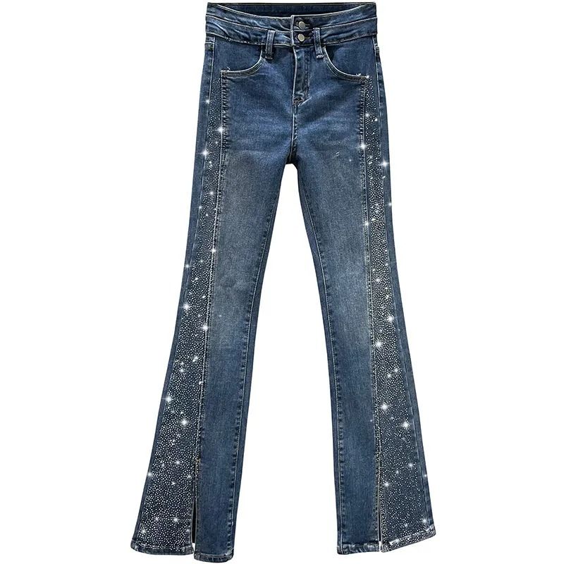 Dame Jeans Trendy Høj Talje Slim Fit Hot Diamond Slids