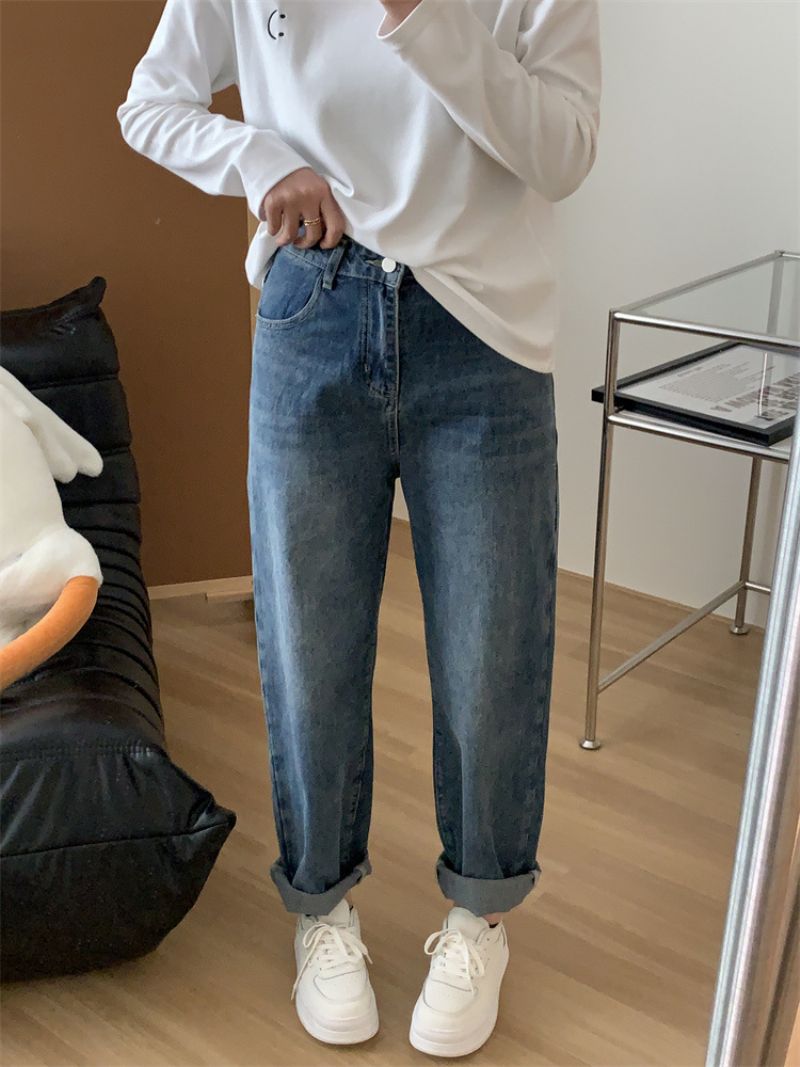 Dame Løse Uformelle Straight Jeans Denim