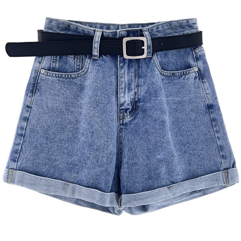 Dame Shorts Med Brede Ben Tynd Højtaljet Denim