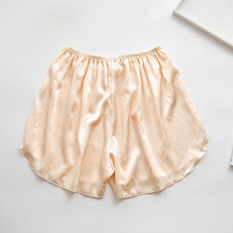 Damemode Jacquard Satin Shorts Løse Tynde Hjemmebukser