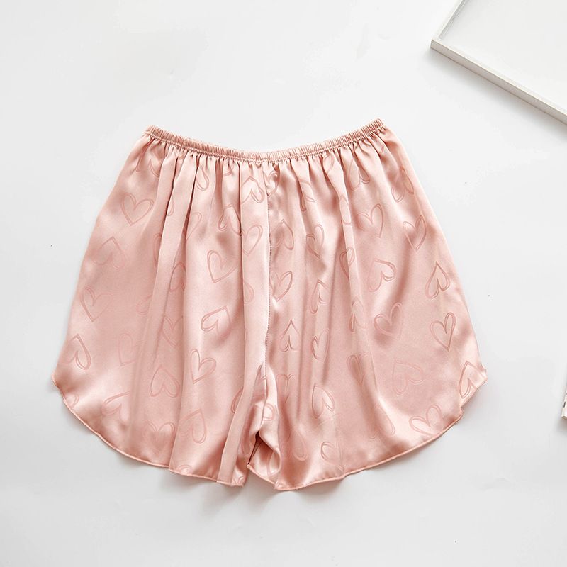 Damemode Jacquard Satin Shorts Løse Tynde Hjemmebukser