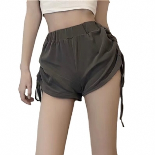 Dameshorts Højtaljet Bred Ben Snøre Hot Pants Hjem Fritid