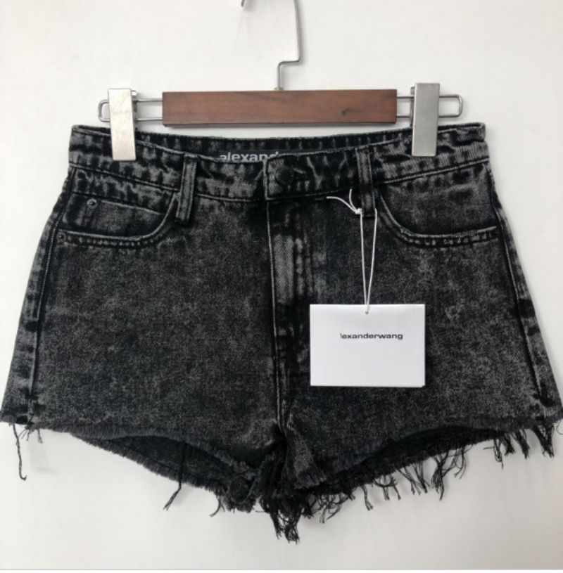 Dameshorts Med Høj Talje Rå Kant Denim