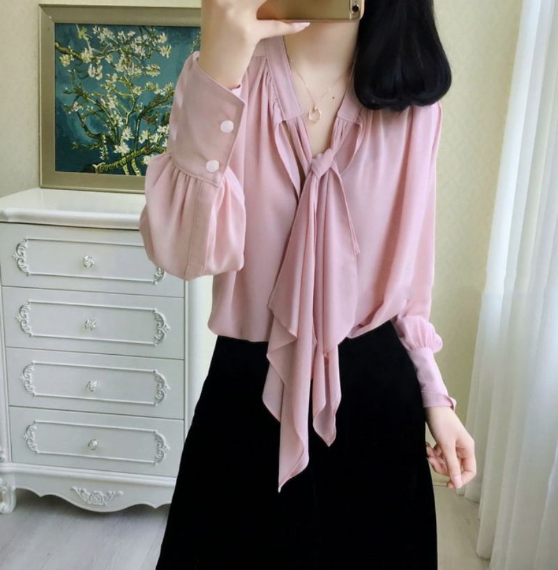 Dameskjorte Løs Chiffon Top