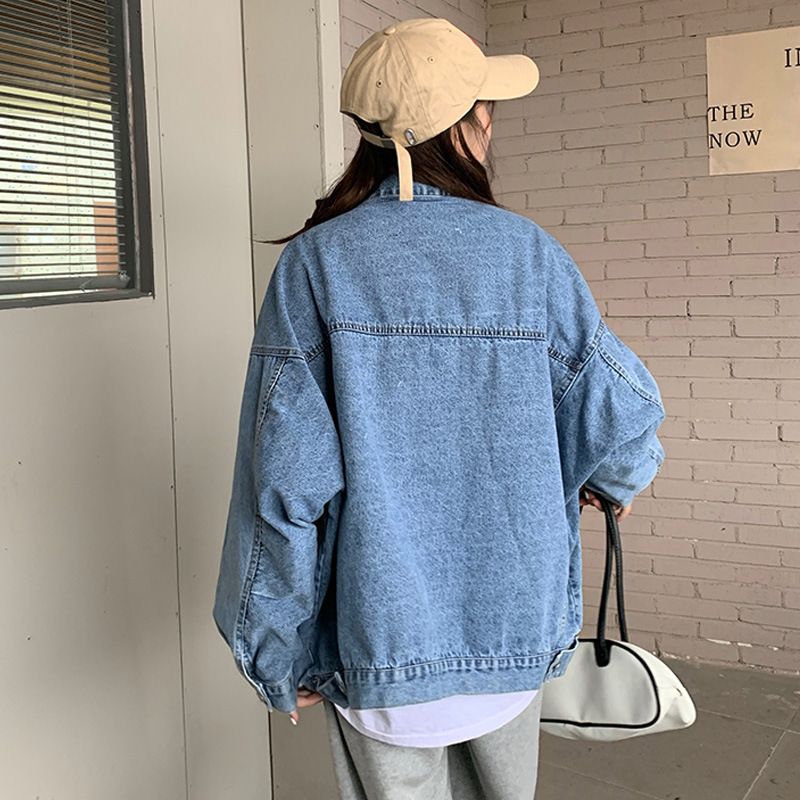 Denim Jakke Dame 2023 Vintage Loose Fit Toppe