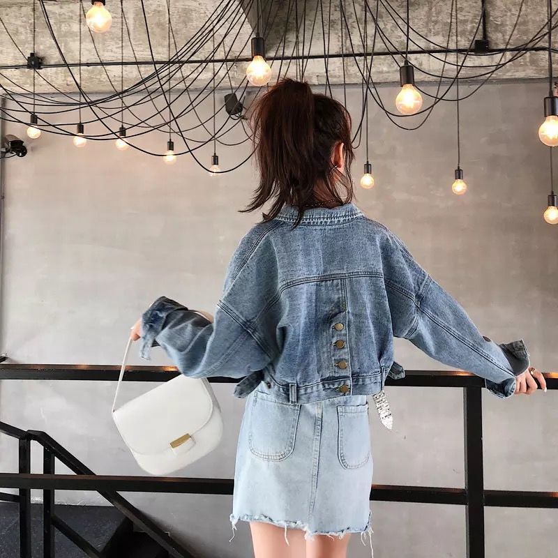 Denimjakke Dame Loose Cropped Jacket