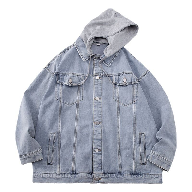 Denimjakke Mænd Casual Hættejakke Loose Trend Workwear