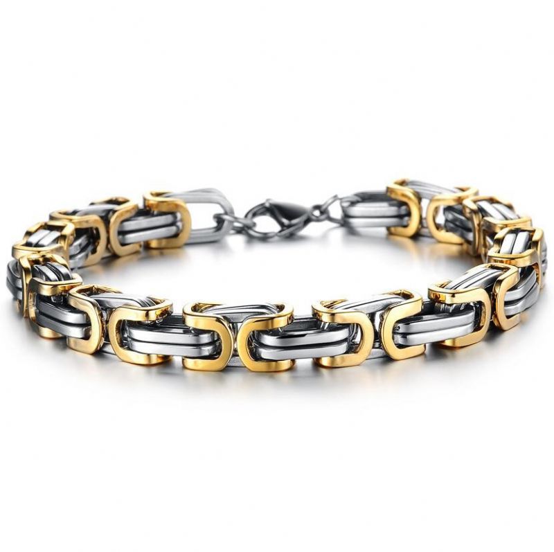 Dominerende Mode Trendy Mænds Titanium Stål Kejser Kæde Armbånd Rustfrit Firkantet Spænde