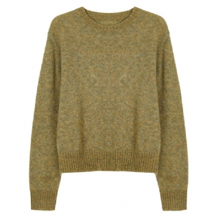 Ensfarvet Rundhalset Sweater Dame 2023 Tidligt Forår Ny Elegant Løs Pullover