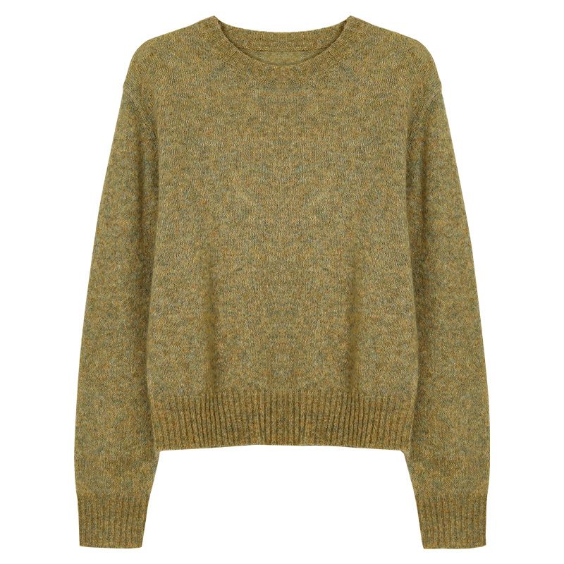 Ensfarvet Rundhalset Sweater Dame 2023 Tidligt Forår Ny Elegant Løs Pullover