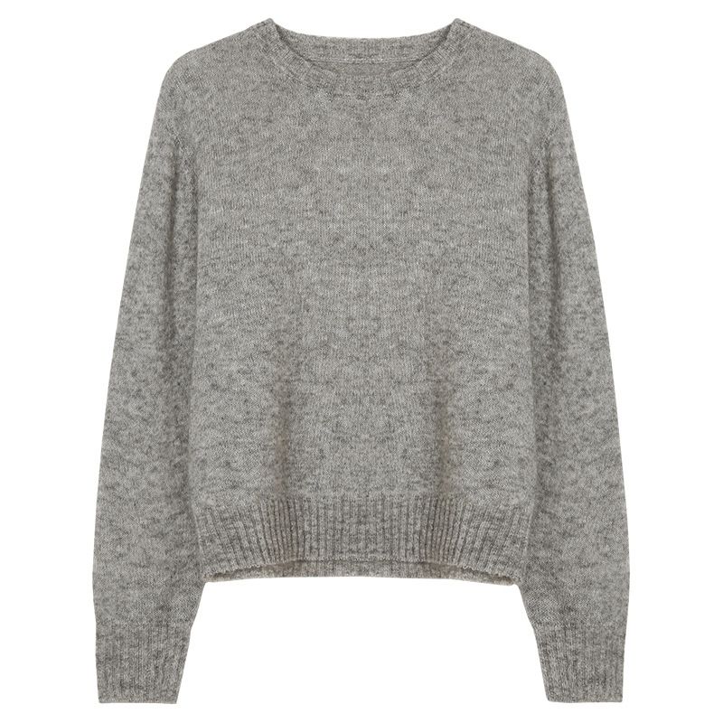 Ensfarvet Rundhalset Sweater Dame 2023 Tidligt Forår Ny Elegant Løs Pullover