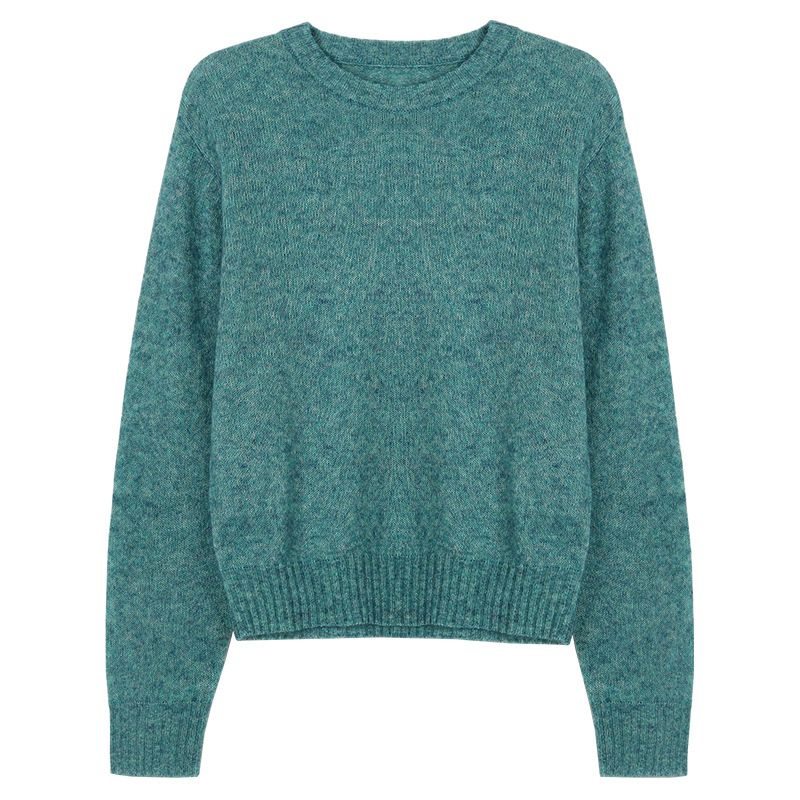 Ensfarvet Rundhalset Sweater Dame 2023 Tidligt Forår Ny Elegant Løs Pullover