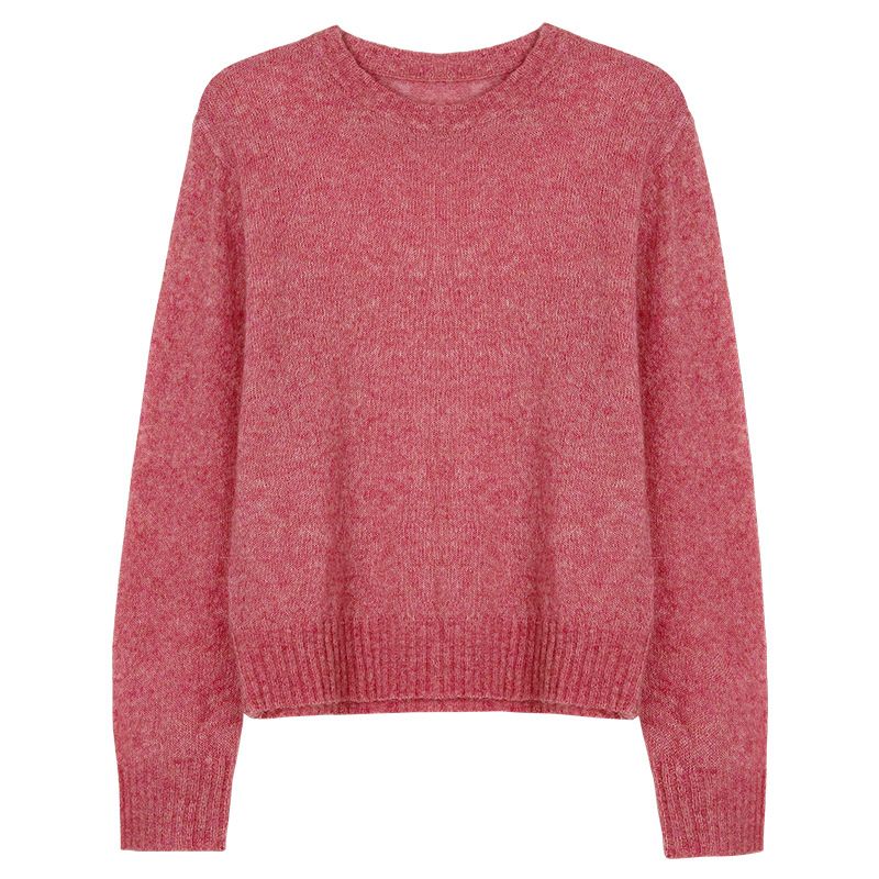 Ensfarvet Rundhalset Sweater Dame 2023 Tidligt Forår Ny Elegant Løs Pullover