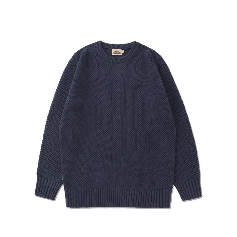 Ensfarvet Rundhalset Sweater Herretrøje Løs Pullover