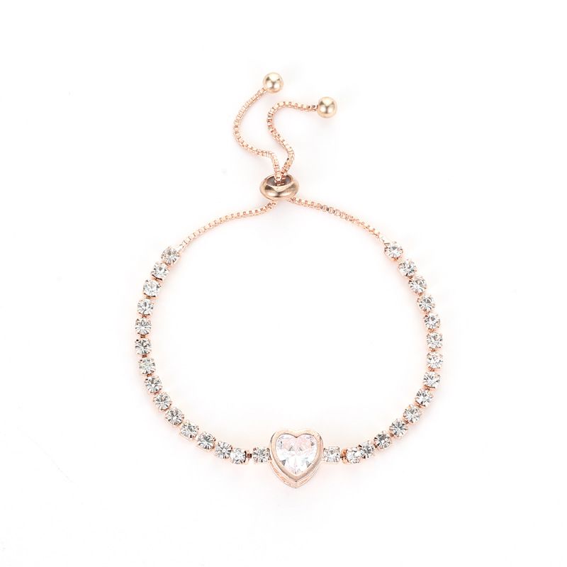 Fashion Rose Gold Heart Zircon Armbånd Legering Diamond Dame