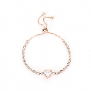 Fashion Rose Gold Heart Zircon Armbånd Legering Diamond Dame