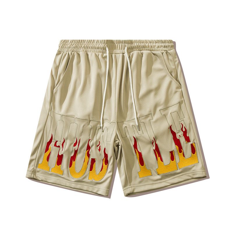 Flamme Bogstaver Broderi Casual Shorts Mænd Løs Sport Fem Points