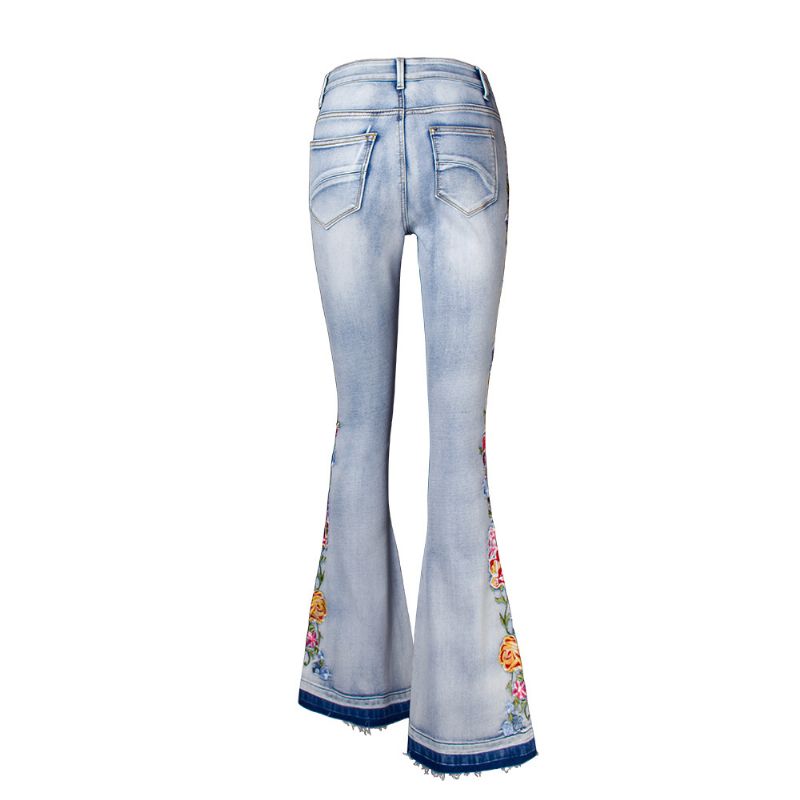 Flared Jeans Dame Tredimensionelle Broderibukser