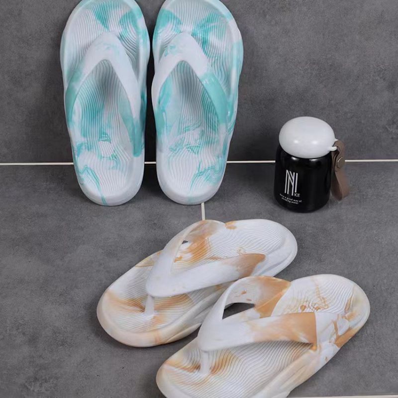 Flip Flops Herre Sommer Ny Streamer Gradient Blandet Farve Tyk Bund Trendy Blød Skridsikre Sandaler Hjemmesko Sko