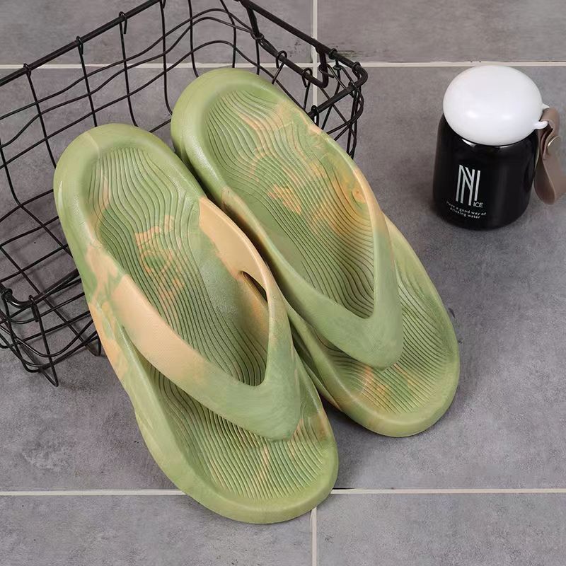 Flip Flops Herre Sommer Ny Streamer Gradient Blandet Farve Tyk Bund Trendy Blød Skridsikre Sandaler Hjemmesko Sko